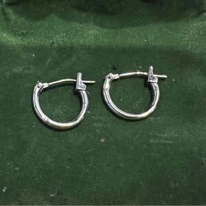 14K White Gold 10mm hoops